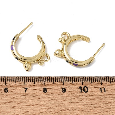 Brass Enamel Stud Earrings KK-CBA8324-23G-1