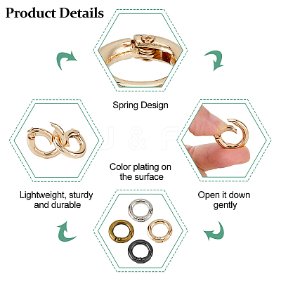 24Pcs 4 Colors Alloy Spring Gate Rings FIND-HS0001-26B-1