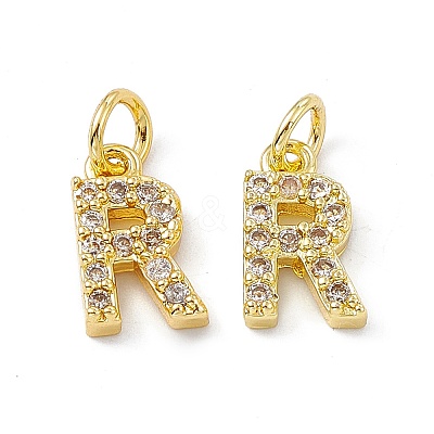Real 18K Gold Plated Brass Micro Pave Clear Cubic Zirconia Charms KK-E068-VB452-R-1