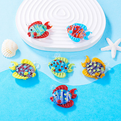 6Pcs 6 Colors Handmade Lampwork Pendants LAMP-TA0002-67C-1