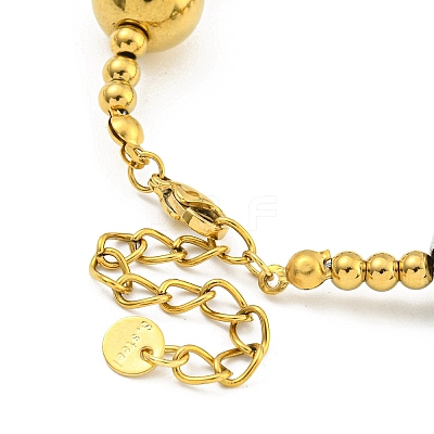 304 Stainless Steel & 201 Stainless Steel Round Beaded Bracelets for Women BJEW-G717-03C-GP-1