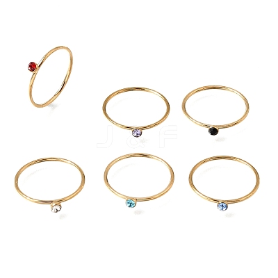 304 Stainless Steel Rhinestone Finger Rings for Women SA-CBAB767-26A-G-1