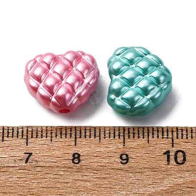 Pearlized Opaque Acrylic Waffle Beads X-OACR-G052-06-1