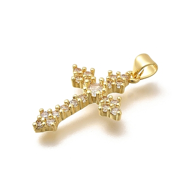 Rack Plating Brass Micro Pave Cubic Zirconia Pendants KK-L226-005G-02-1