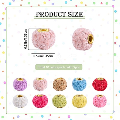 50Pcs 10 Colors Polyester European Beads FIND-SZ0019-29-1