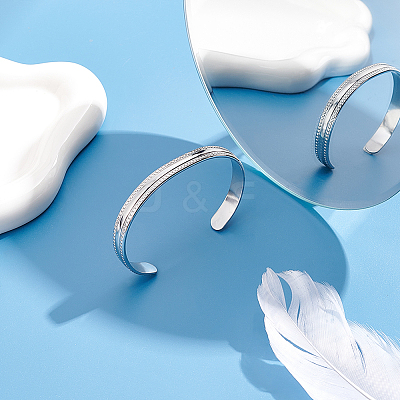 1Pc Stainless Steel Cuff Bangle for Women BJEW-UN0001-41P-1