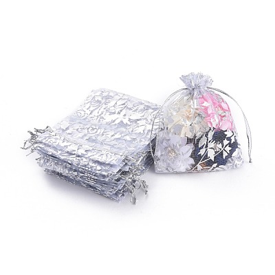 Rose Printed Organza Bags X-OP-R021-10x12-03-1