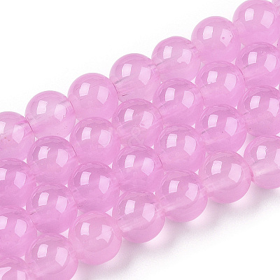 Baking Paint Imitation Jade Glass Round Bead Strands X1-DGLA-Q021-8mm-57A-1