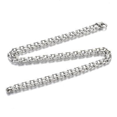Brass Cable Chains Necklace Making MAK-N034-004A-P-1