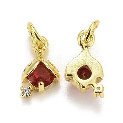 Rack Plating Brass Micro Pave Cubic Zirconia Charms KK-F832-01-G-1