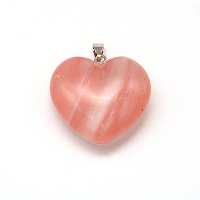 Heart Natural & Synthetic Mixed Stone Pendants G-Q355-M-1