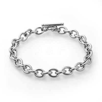 Tarnish Resistant 304 Stainless Steel Cable Chain Bracelets BJEW-G618-04P-B-1