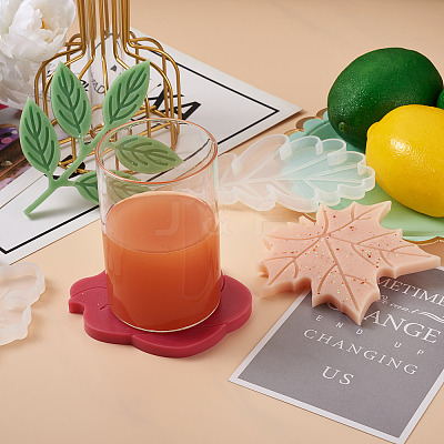 8Pcs 8 Styles Flower & Leaf DIY Cup Mat Silicone Molds DIY-FW0001-25-1