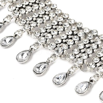 Alloy Full Crystal Rhinestone Teardrop Tassel Choker Necklaces for Women FS-WGE797D-02-1