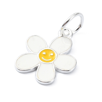 925 Sterling Silver Enamel Smiling Face Flower Charms STER-M119-06E-S-1
