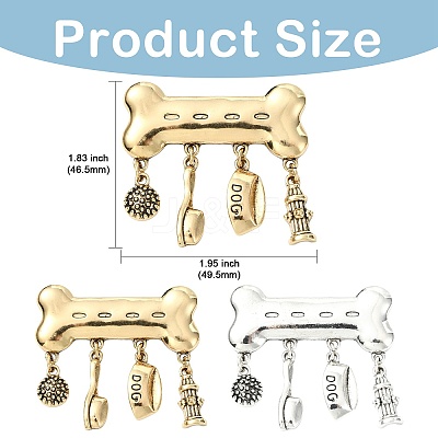 2Pcs 2 Colors Bone Zinc Alloy Lapel Pins for Backpack Clothes JEWB-CJ0003-14-1