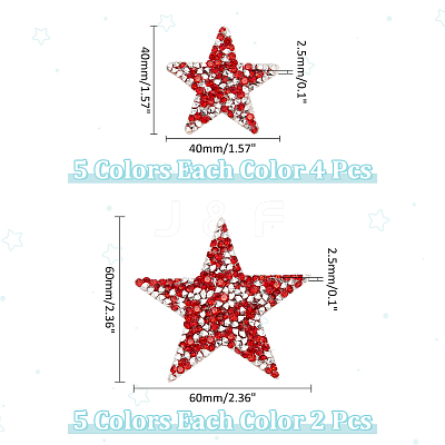 30Pcs 10 Styles Star Hotfix Rhinestone DIY-WR0004-13-1
