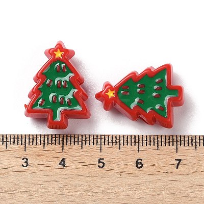 Christmas Decorations Theme Opaque Acrylic Bead with Enamel OACR-Z021-01A-1
