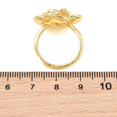 Flower Brass Micro Pave Cubic Zirconia & Enamel Cuff Ring Settings KK-CBAC351-06G-04-1