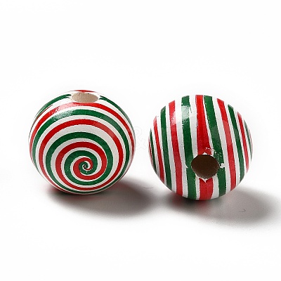 Christmas Theme Printed Natural Wooden Beads WOOD-L020-A06-1