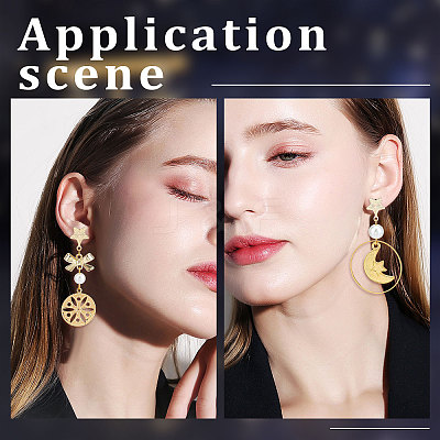 30Pcs 201 Stainless Steel Stud Earring Findings STAS-BBC0002-08-1