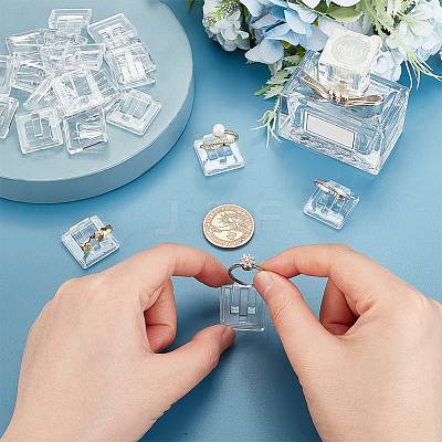 Square Transparent Acrylic Single Ring Display Stands RDIS-WH0016-01A-1