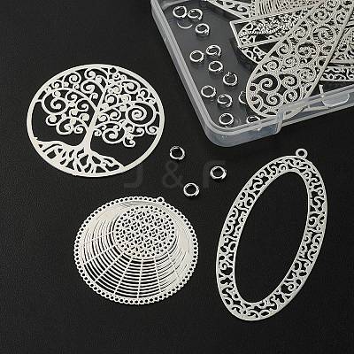 10Pcs 5 Style Brass Filigree Pendants KK-YW0001-49-1