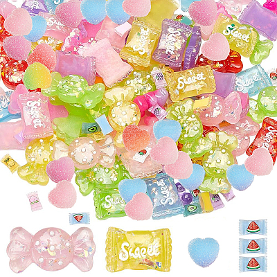Candy Theme Transparent & Opaque Resin Decoden Cabochons RESI-SP0001-12-1
