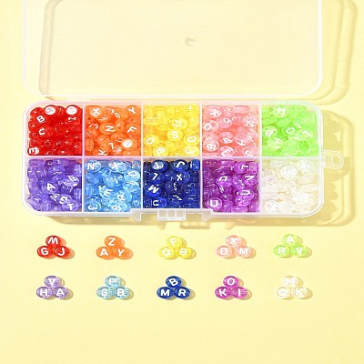 500Pcs 10 Colors Transparent Acrylic Beads TACR-FS0001-57-1