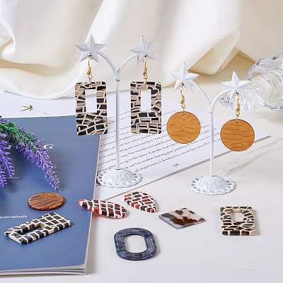 DIY Geometric Acrylic Dangle Earrings Making Kit DIY-TA0009-28-1