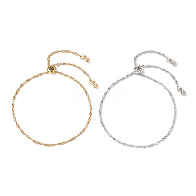 2Pcs 2 Colors Adjustable 304 Stainless Steel Slider Bracelets BJEW-JB12328-1
