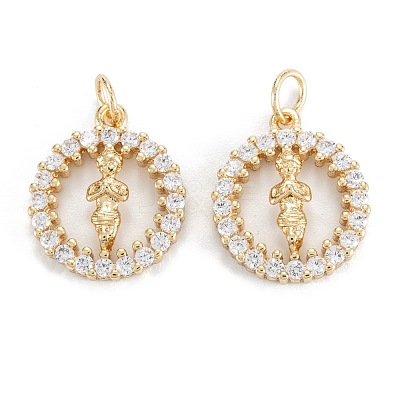 Brass Micro Pave Clear Cubic Zirconia Pendants ZIRC-M115-06G-1