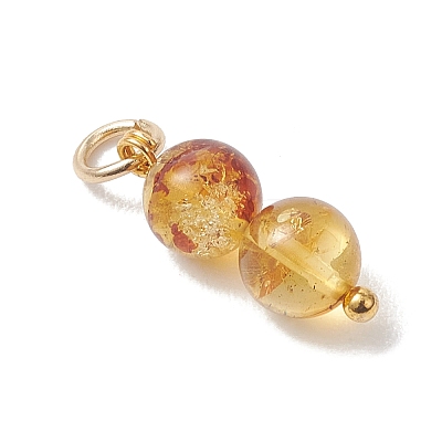 Natural Amber Round Pendants PALLOY-JF04990-1