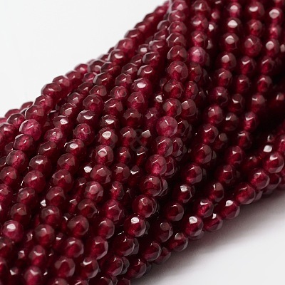 Dyed Natural White Jade Round Beads Strands G-E311-4mm-03-1