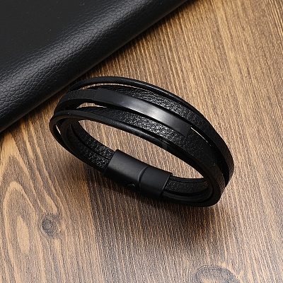 Leather Multi-strand Bracelet PW-WG71096-01-1