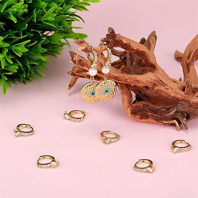10Pcs Brass Micro Pave Clear Cubic Zirconia Hoop Earring Findings ZIRC-SZ0005-14-1