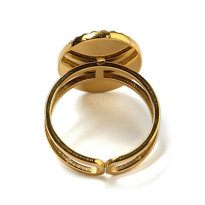 Ion Plating(IP) Oval with Teardrop 304 Stainless Steel Open Cuff Rings STAS-Z060-14G-01-1