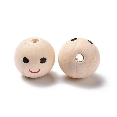 Printed Wood European Beads WOOD-C001-03B-01-1