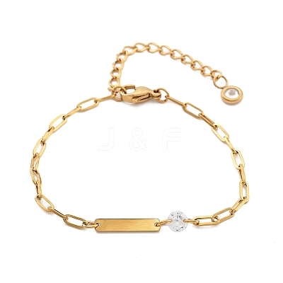 304 Stainless Steel Paperclip Chain Bracelets BJEW-A035-04G-02-1