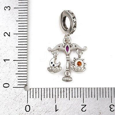 Brass Colorful Rhinestone European Dangle Charms LS-KK-P324-07P-1