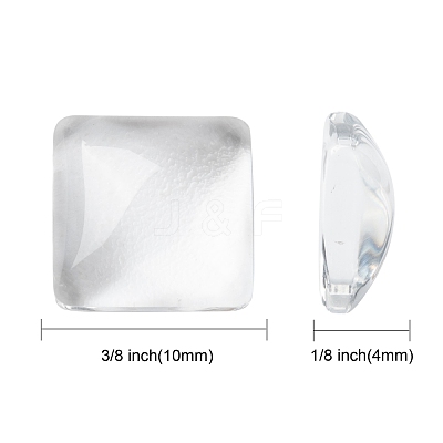Transparent Clear Glass Square Cabochons GGLA-A001-10mm-1