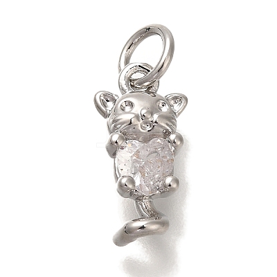 Rack Plating Brass Micro Pave Cubic Zirconia Charms KK-I720-31P-1