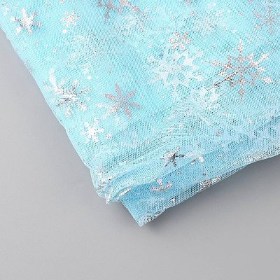 Snowflake Pattern Polyester Mesh Fabric DIY-WH0304-672B-1