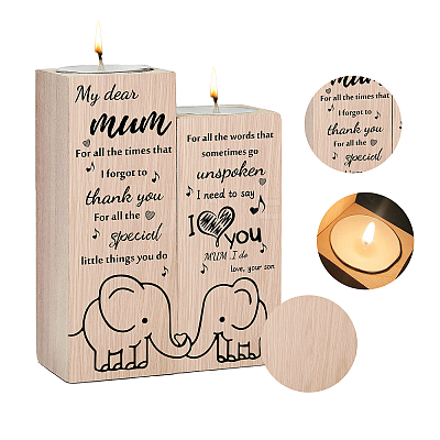 Wood Candle Holder AJEW-WH0268-001-1