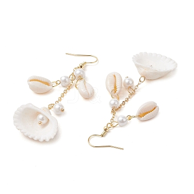 304 Stainless Steel Shell Shape Dangle Earrings EJEW-JE06382-01-1