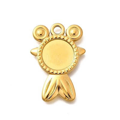 304 Stainless Steel Pendant Cabochon Settings STAS-E545-04E-G-1