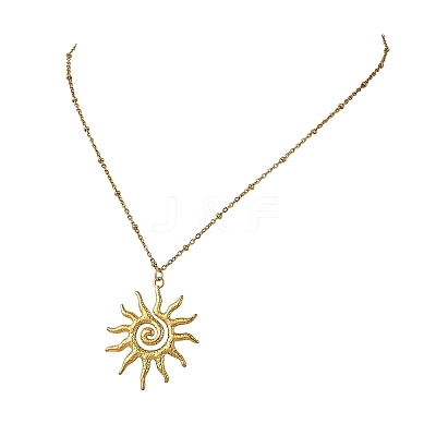 304 Stainless Steel Sun Pendant Satellite Chain Necklaces NJEW-JN06507-1