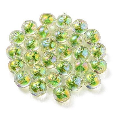 UV Plating Rainbow Iridescent Acrylic Beads OACR-A014-02F-1