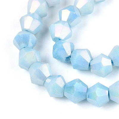 Anti-Tarnish Electroplate Bicone Glass Beads Strands EGLA-T021-6mm-16-08-1