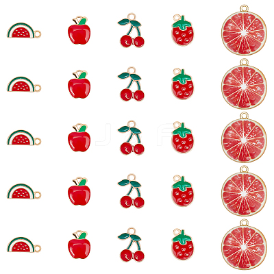 50Pcs 5 Styles Alloy Enamel Pendants ENAM-SC0005-65-1